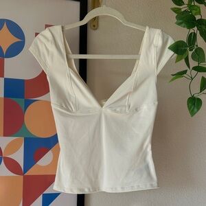 Free People Cream V-Neck Top